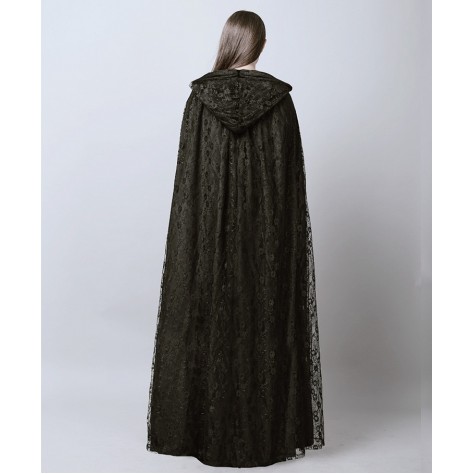  TY96  Custom Made to order Lace Gothic Punk Cloak Coat Cape LACE Regular Size XS S M L XL & Plus size  (SZ16-52)1X 2X 3X 4X 5X 6X 7X 8X 9X 10X